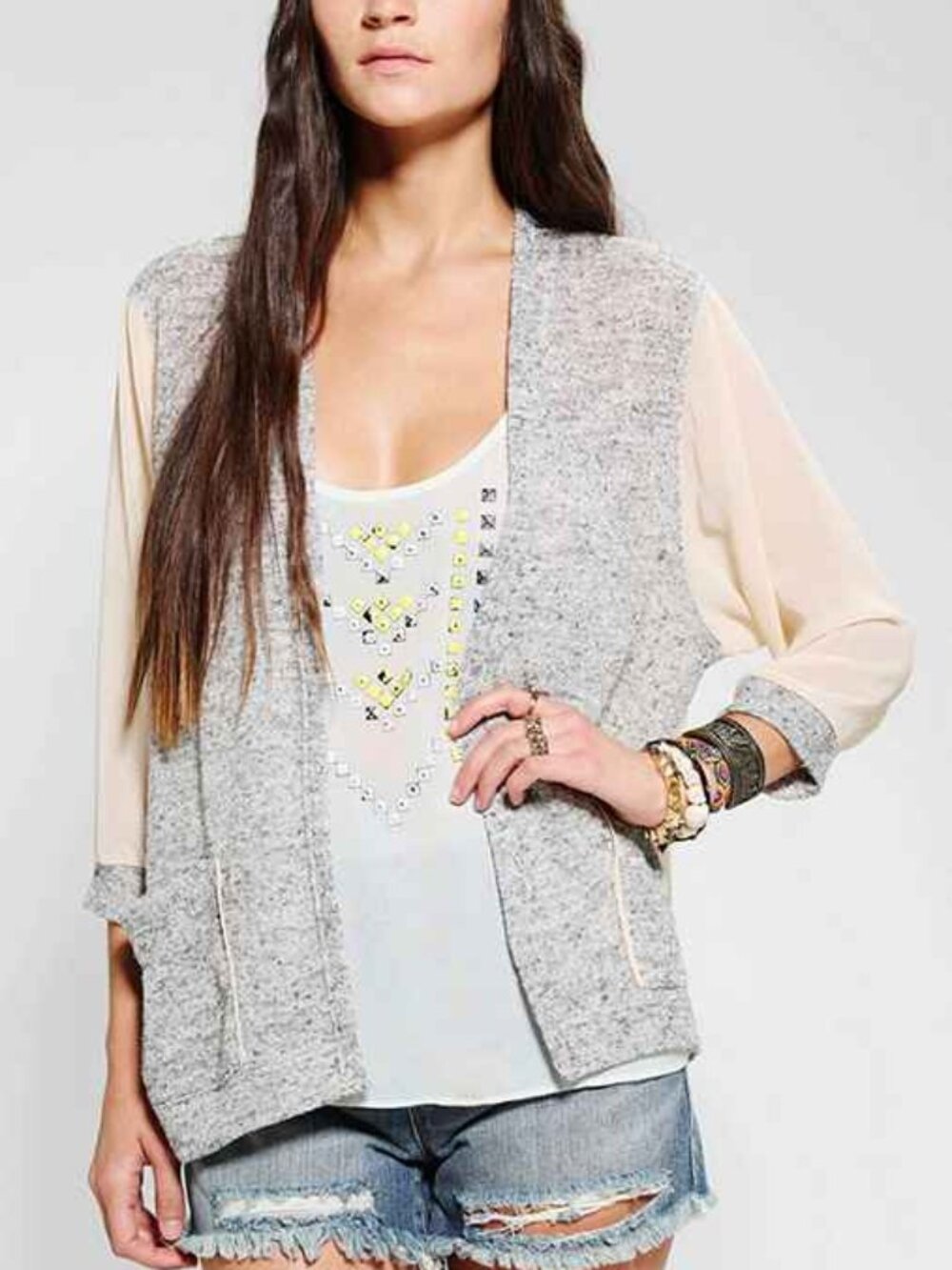 Urban Outfitters Silence & Noise Chiffon Cardigan in Ivory Size XS/S